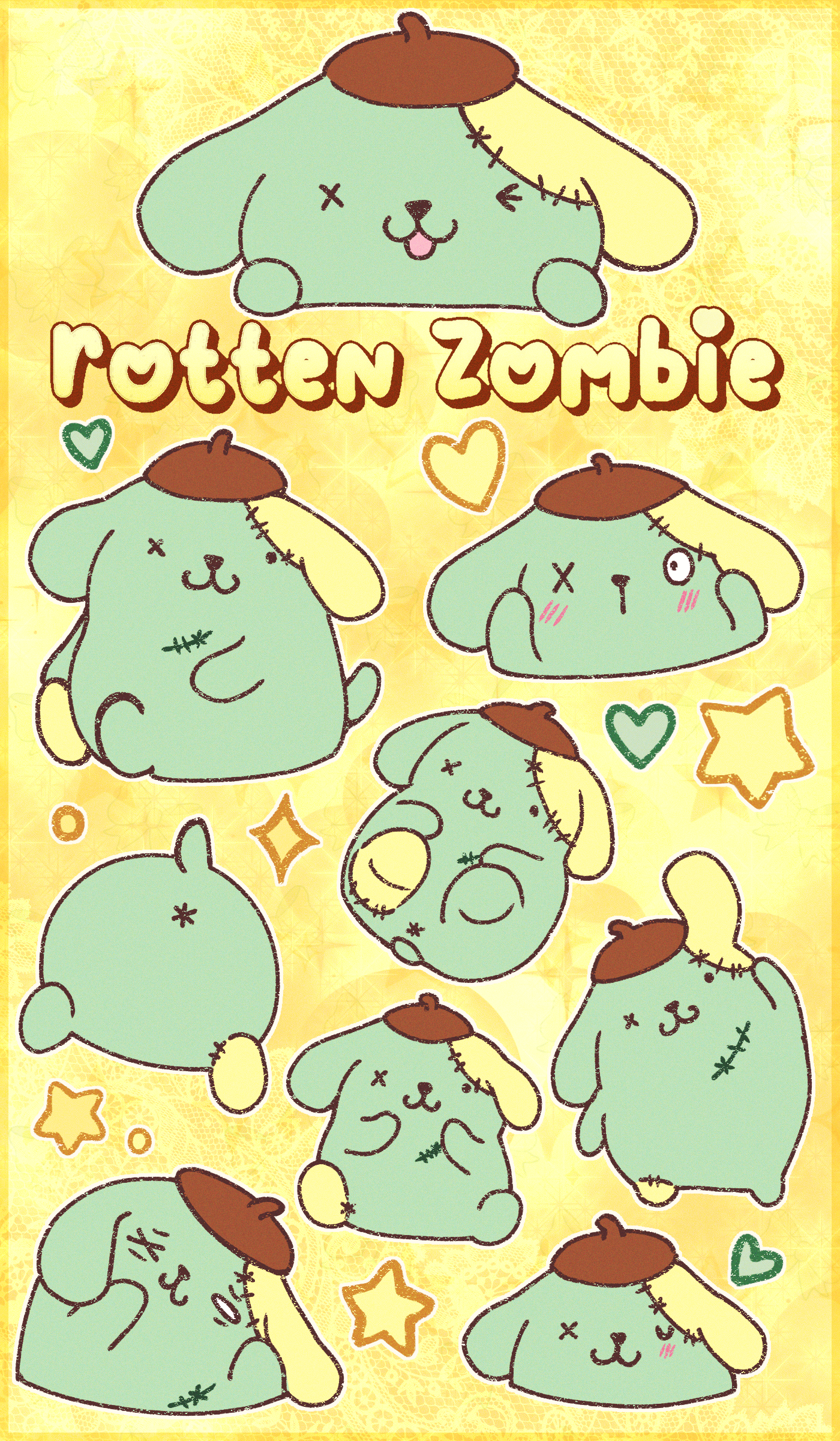 Zombie Pompom Purin Sticker sheet (pre-order)